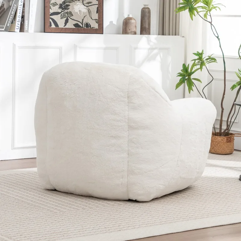 #Comfy Modern Design Foam Faux Fur Bean Bag Chair Sofa Back Support For Adults & Kids  Soft Stuffed