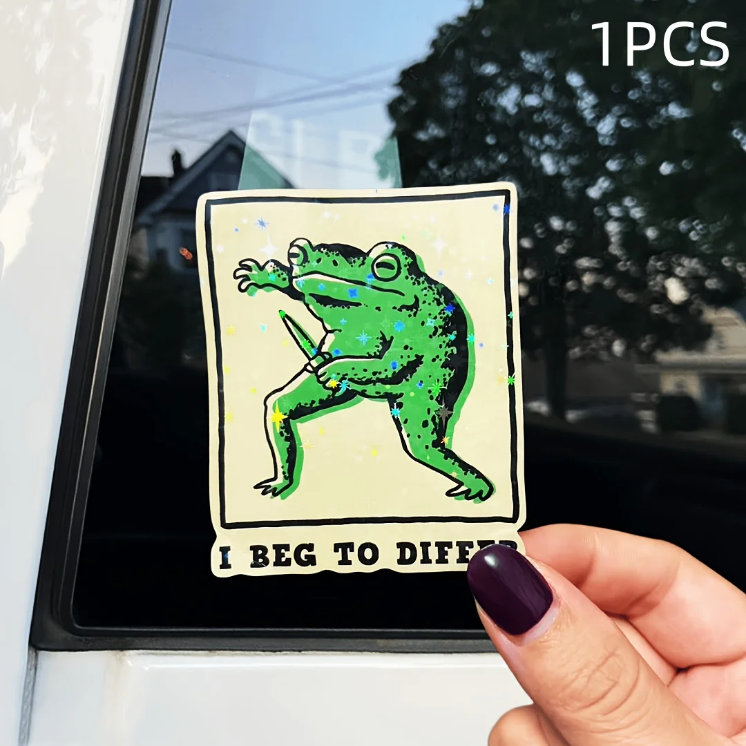 

1 шт. забавная наклейка с надписью «Rebel Frog "Disagree"», матовая водонепроницаемая виниловая наклейка, самоклеящаяся для автомобиля, окна, ноутбука, грузовика