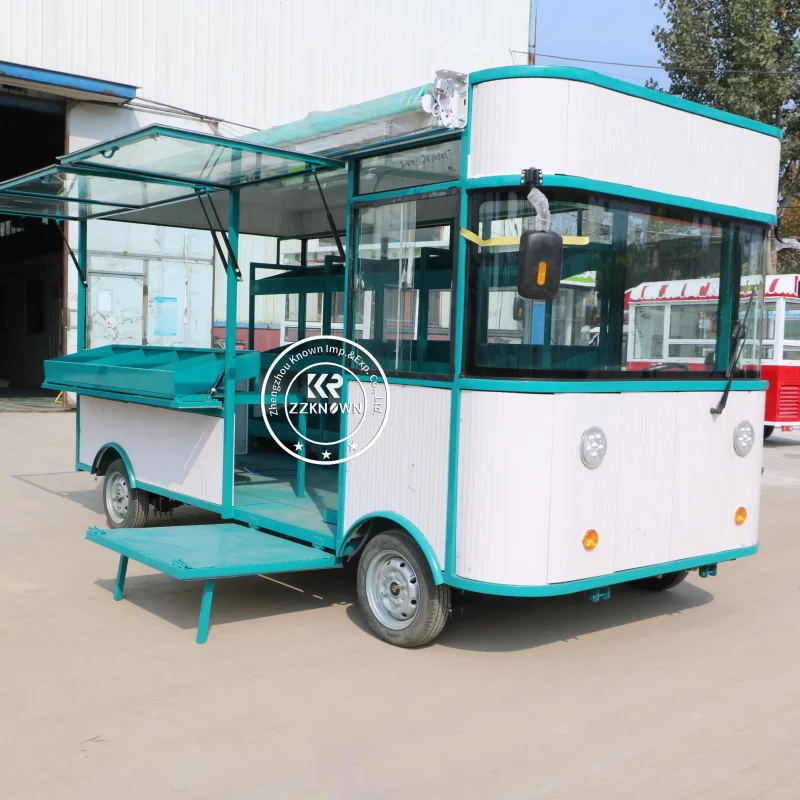 custom.Multifunctional 4-Wheel Commercial Food Truck Galvanized Steel Construction Customizable Capacity Outdoor