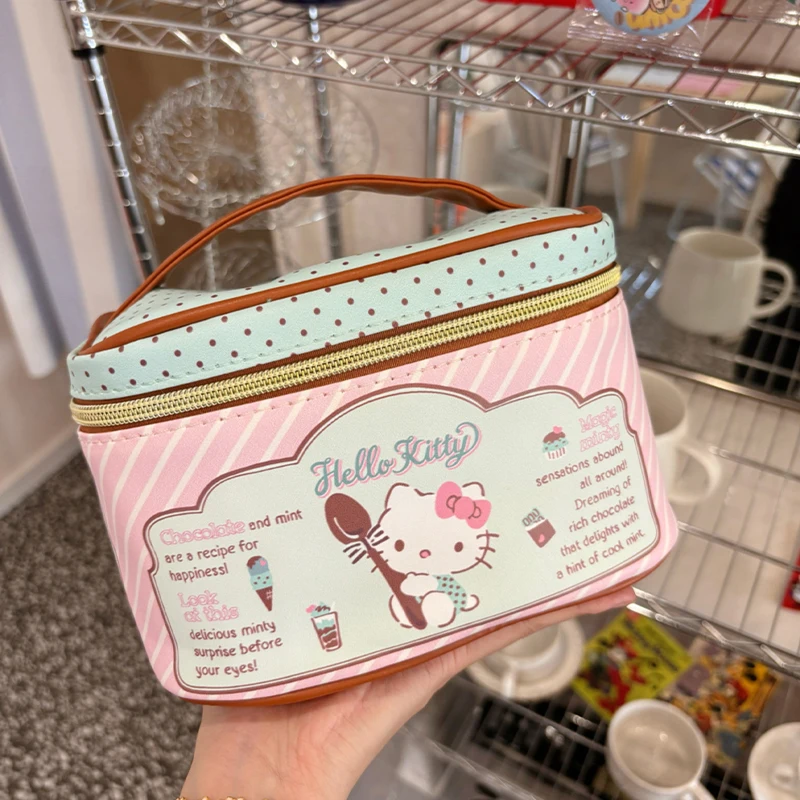 New Sanrio Hello Kitty Large Capacity Makeup Bag Women\'S Cartoon Printed Handbag Cute Sweet Makeup Bag Fashion Storage Bag Gifts