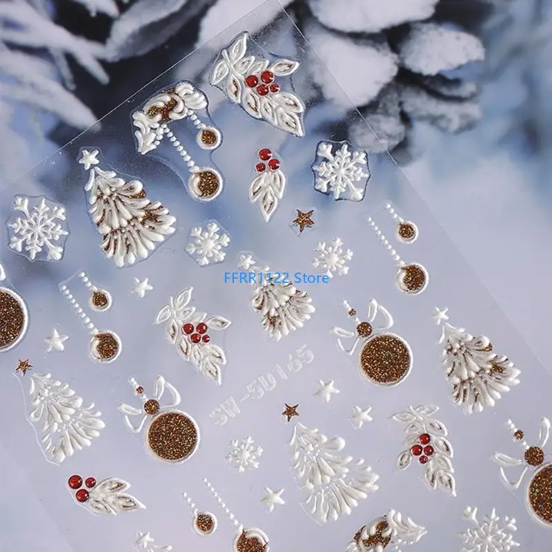 Y1uf Snowman Nails Decals Christmas Nails Art Adesions Snowflakes Adesivi Natale