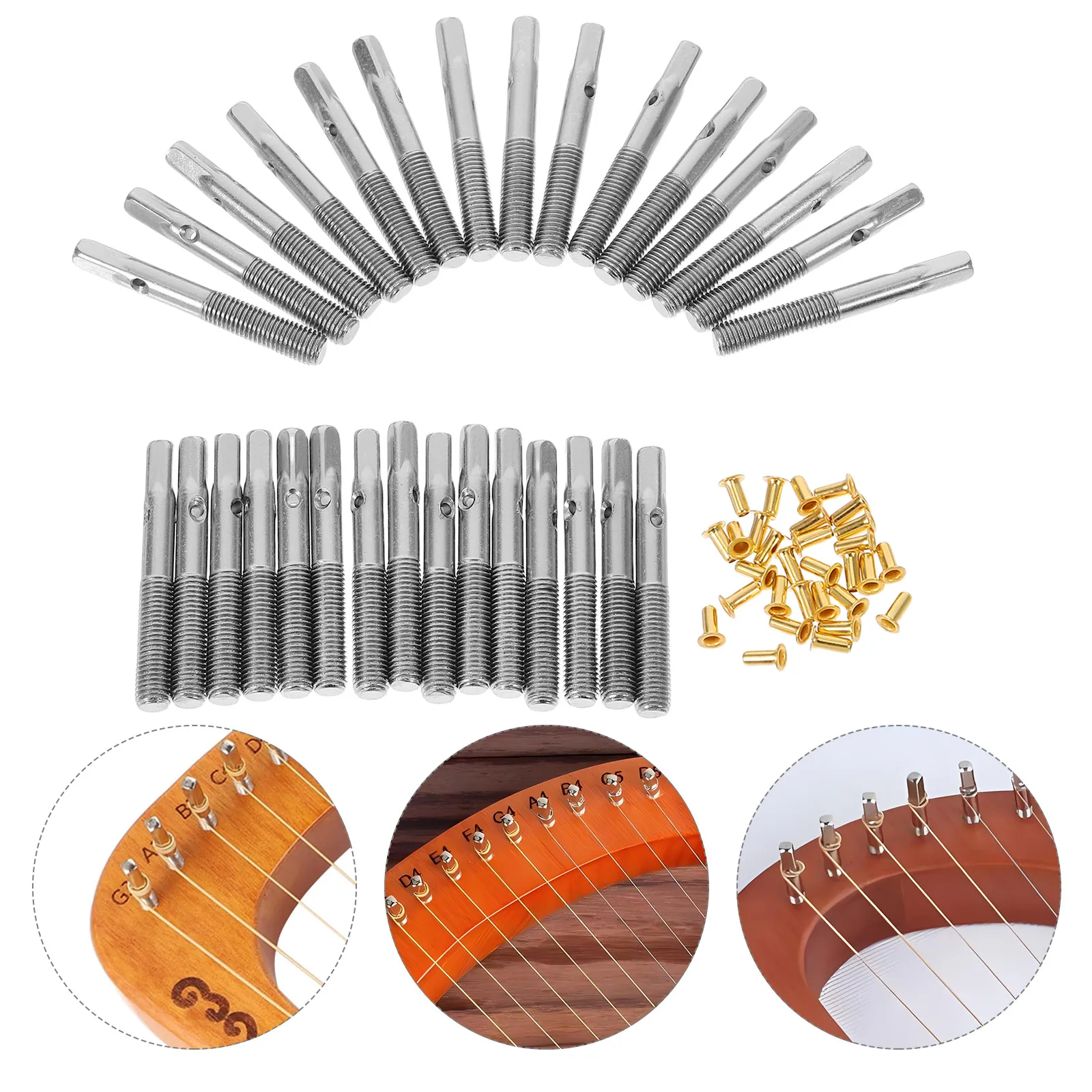 

Lyre Fastening Nails Harp Pin Stringed Instrument Replacement Accessory Silver Accessories Rivets Child