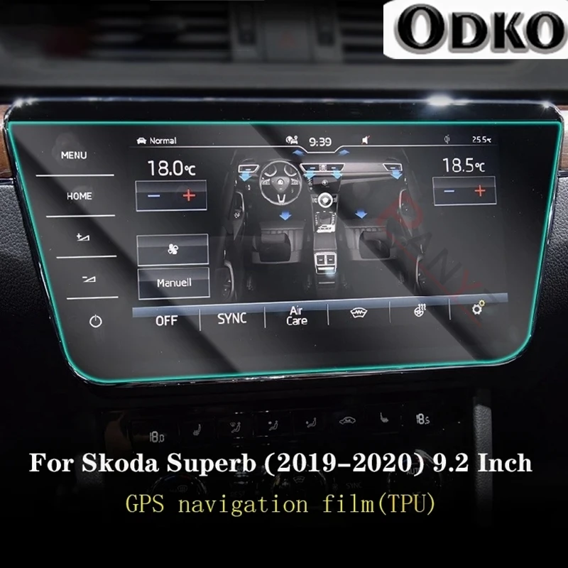 Dla Skoda Superb 2019-2023 Wnętrze samochodu Panel nawigacji Przezroczysta folia ochronna TPU Akcesoria naprawcze odporne na zarysowania — zdjęcie 5