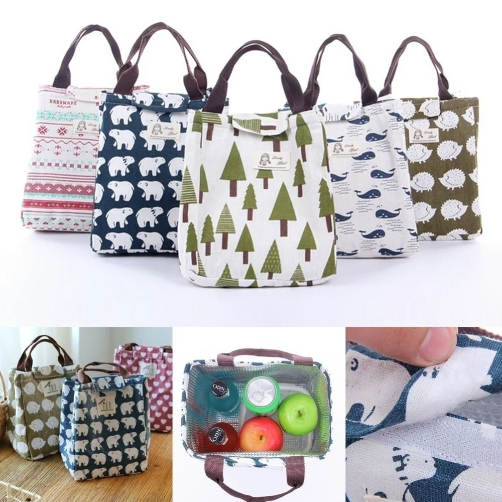 Cartoon Pattern Bag Cooler Bag Bento Picnic Pouch Lunch Container MAMA's Bag/pencil box/purse