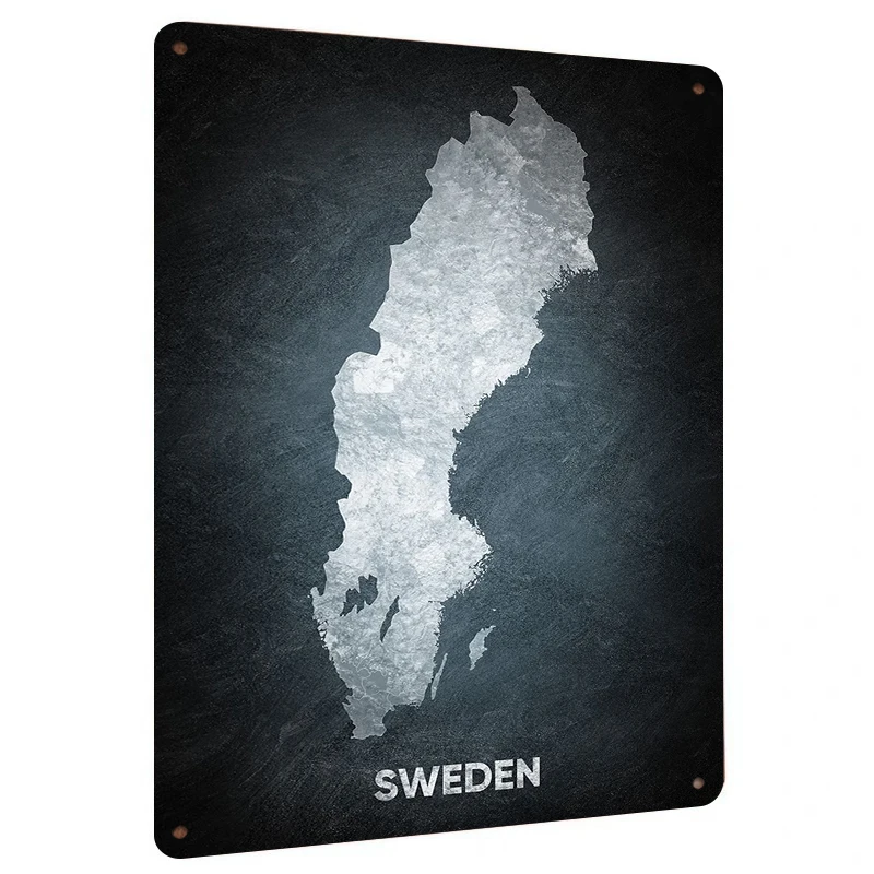 Sweden Map Vintage Metal Wall Art Nordic Style Home Decor Living Room Study Bar Decorative Hanging