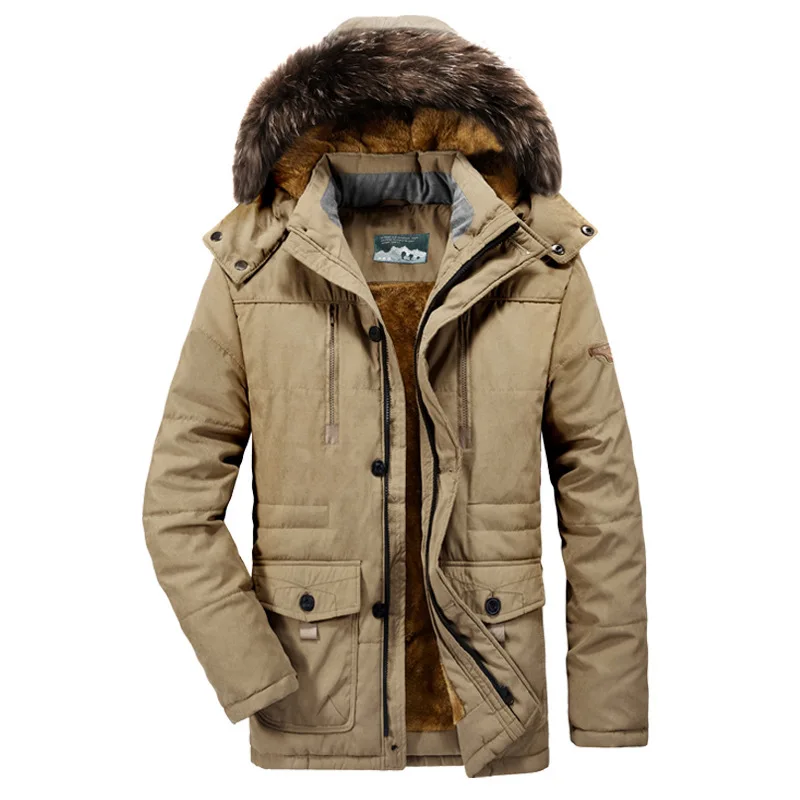 Parkas de algodón con capucha para hombre, chaqueta acolchada de invierno, abrigo militar cálido, ropa de abrigo larga y gruesa, cortavientos de