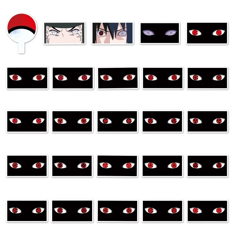 50 Pcs Naruto Sharingan Startup Stickers Uchiha Sasuke Itachi Waterproofing Wall Suitcase Laptop Decoration Anime Stickers Gifts