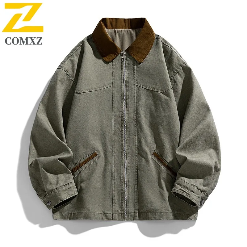 

COMXZ хлопковое пальто дышащий отложной воротник легкая рабочая куртка для кемпинга и пешего туризма мужские куртки дорожная ветровка высокого качества