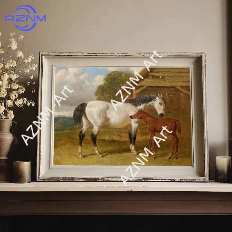 Vintage Horse Canvas Wall Art Classic Equestrian & Farm Horse Prints for Rustic Home Decor