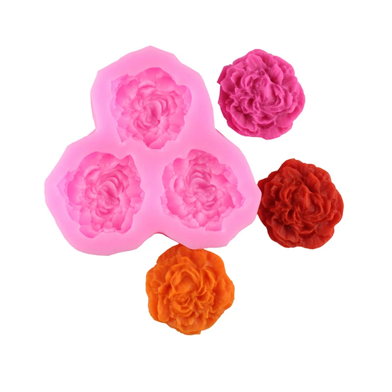 1PC Peony Flower Silicone Mold Wedding Cupcake Topper Fondant Cake Decorating Tool-HMA5