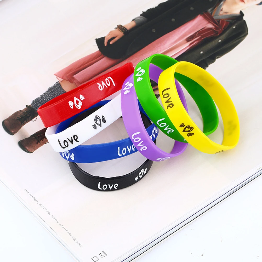 

20pcs Silicone Wrist Friendly Comfortable Stretch Waterproof Women Bracelet Silica Gel Girl B Name Tag Print