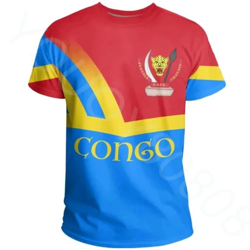 New Summer 3d PrintingT Shirts Democratic Republic Of The Congo Flag Graphic Men Casual O-neck Oversized Tops Male Shirts Tees