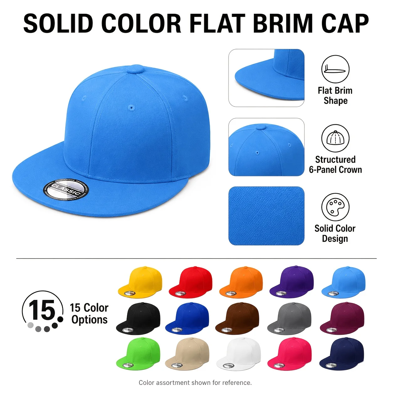 1/3/5‑pack Men's Hats in Random Colors, Hip‑Hop Style Solid Baseball Caps, Adjustable Snapback Flat‑top Baseball Caps