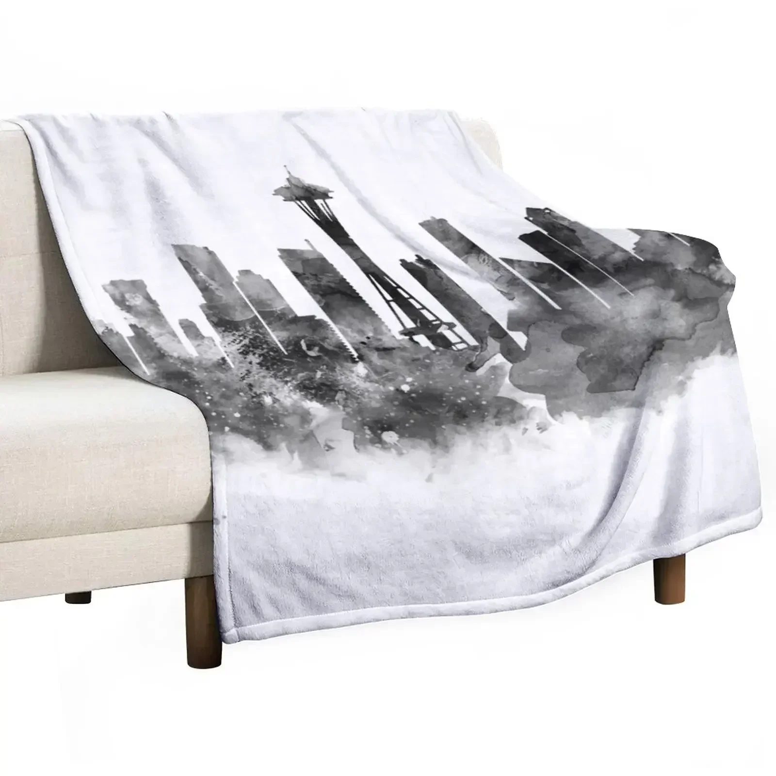 Seattle Black and White Throw Blanket Winter beds For Sofa Thin Blankets