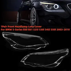 Pair Front Headlamp Lens Cover For BMW 5-Series M5 E60 E61 525i 530i 545i 550i 2003-2010 Headlight Shell Transparent Lampshade
