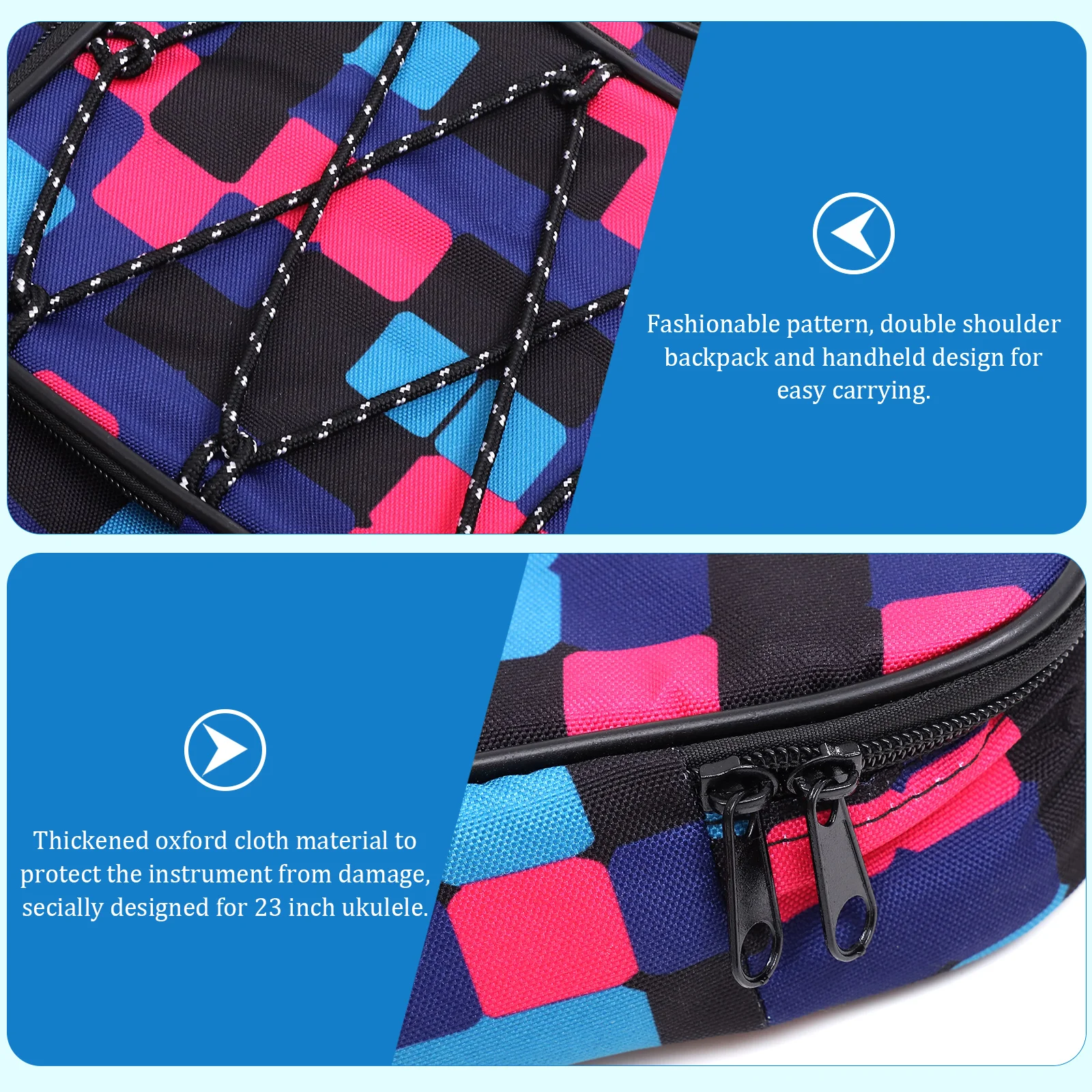 

Ukulele Bag 23 Inch Red Plaid Thickened Oxford Cloth Waterproof Storage Case for Musical Instruments with Large Capacity