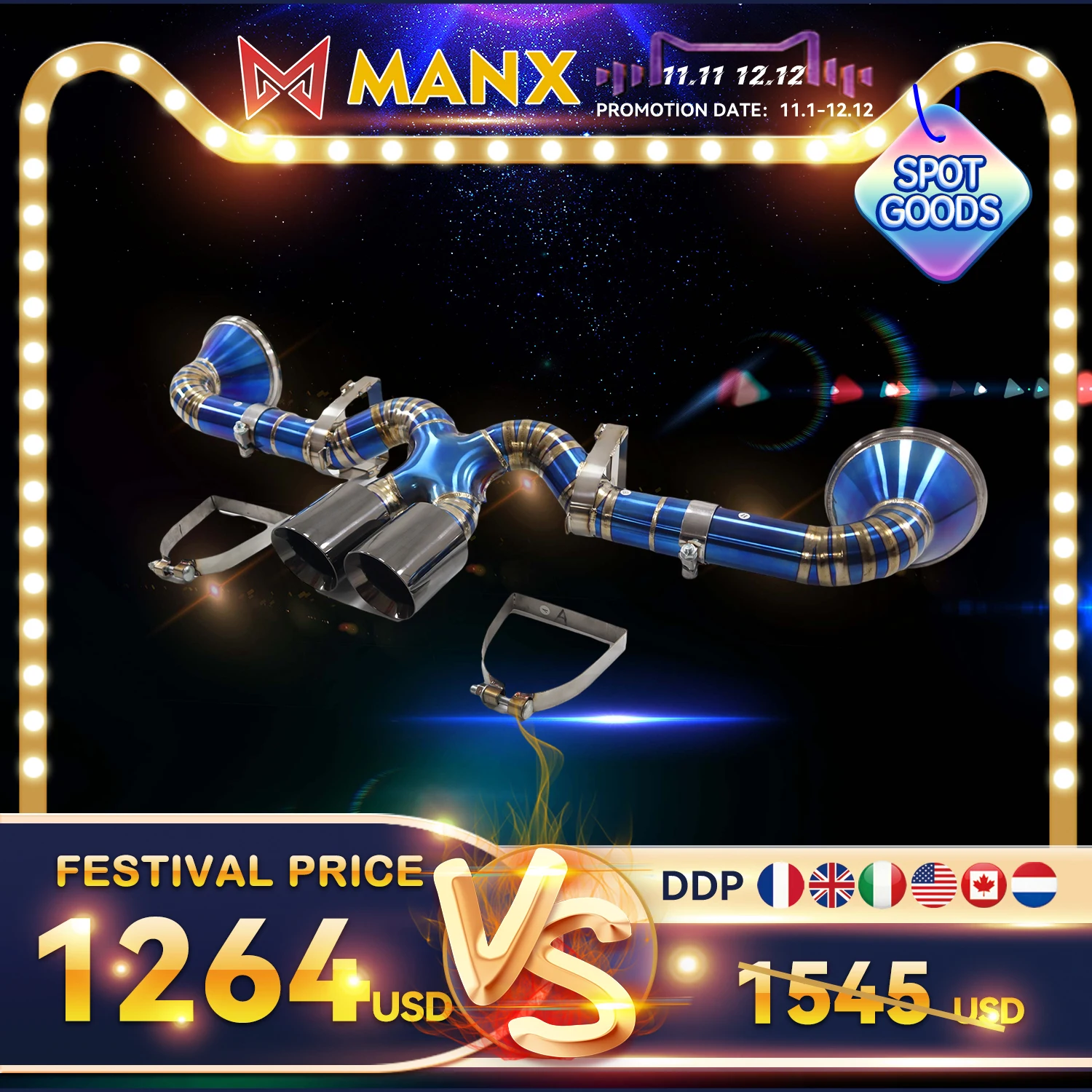 

11.11 Lightweight MANX Ti Exhaust For Porsche 911 992 GT3 Catback Deep Sport Sound +10% Horsepower