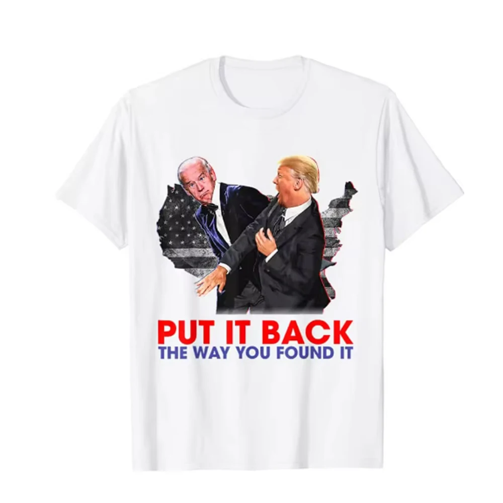 2024 Funny Trump Slap Anti Biden T-Shirt Joe Biden T Shirt Summer Streetwear 100% Cotton Summer Trendy Cool Tee Shirt for Women