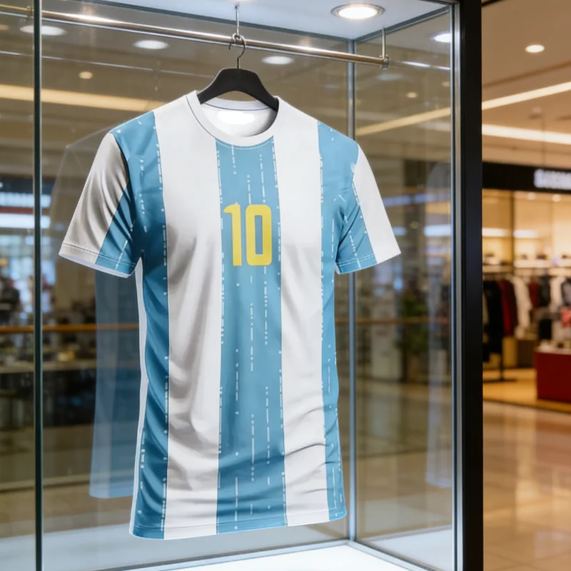 Men's & Teenage Argentina Style Football Jersey Comfortable Round Neck Football Sweatshirt Suitable for Match Family Kids Tees
