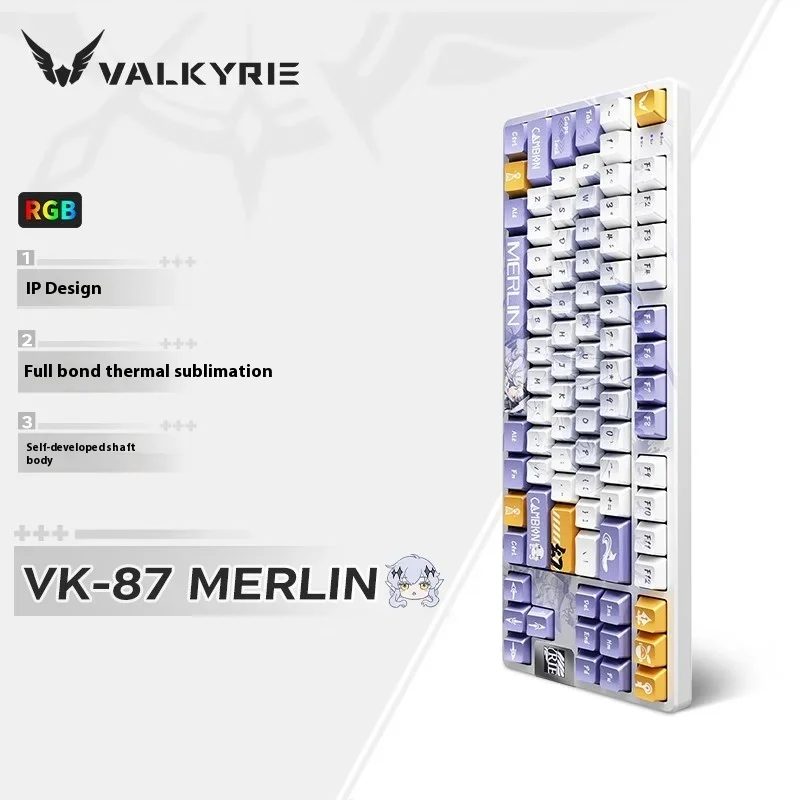 Imagem -02 - Valkyrie-teclado Mecânico sem Fio Teclado Personalizado Tela Tft Hot Swap Rgb Laptop Gamer pc Gaming Merlin Vk87 Modo 3