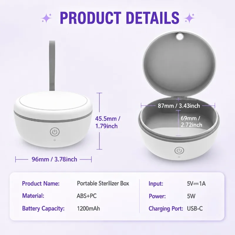50KHZ USB Rechargeable Ultrasonic Braces Cleaning Machine Multi-Function for  Invisible Aligners and Jewelry Cleaning image 5