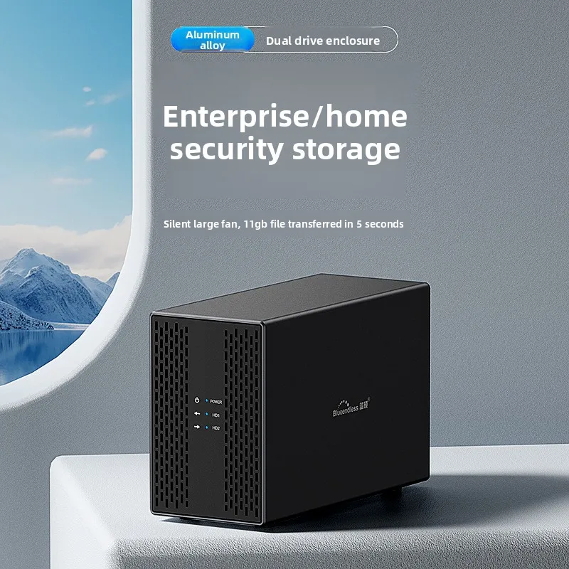 Dual Bay Shell Heat Dissipation 3.5 USB 3.0 External Type C Dual Hard Drive Enclosure SATA Array Box