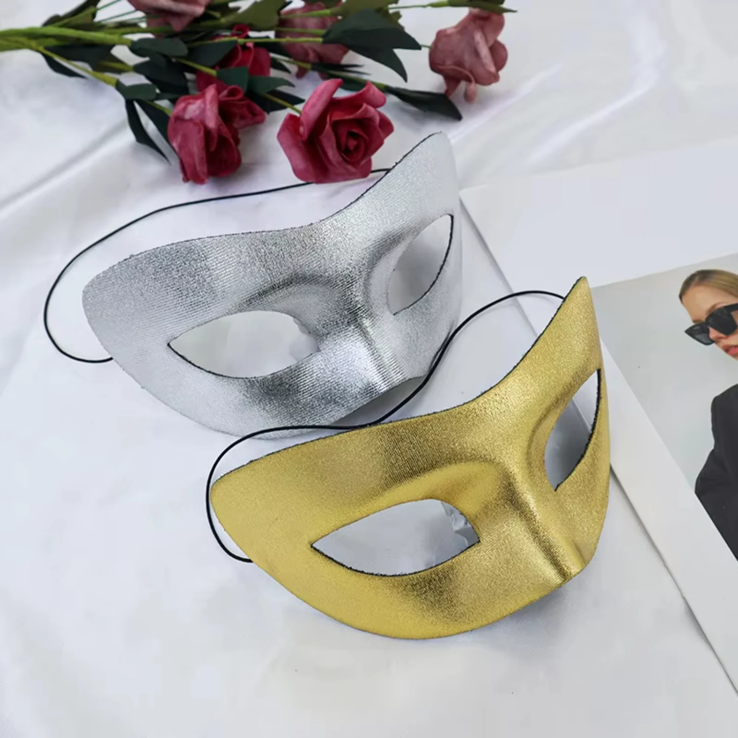2pcs Masquerade Party Halloween Party mask Ghost Festival half face with PVC composite mask