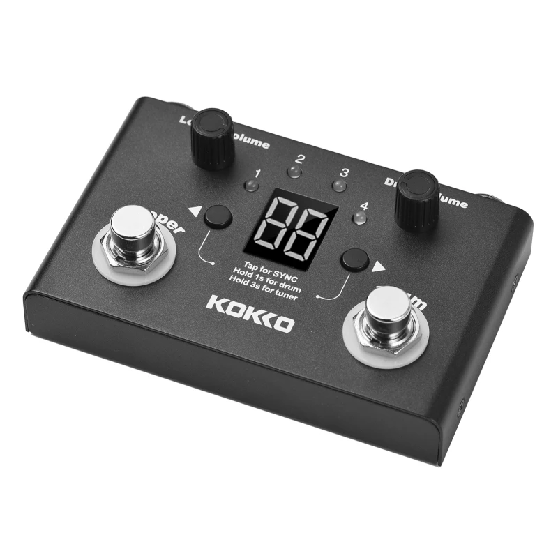 KOKKO Multifunctional Drum Machine & Looper Effect Pedal Digital Tuner BT Page-Turner Phrase Loop Recording Compact Pedal