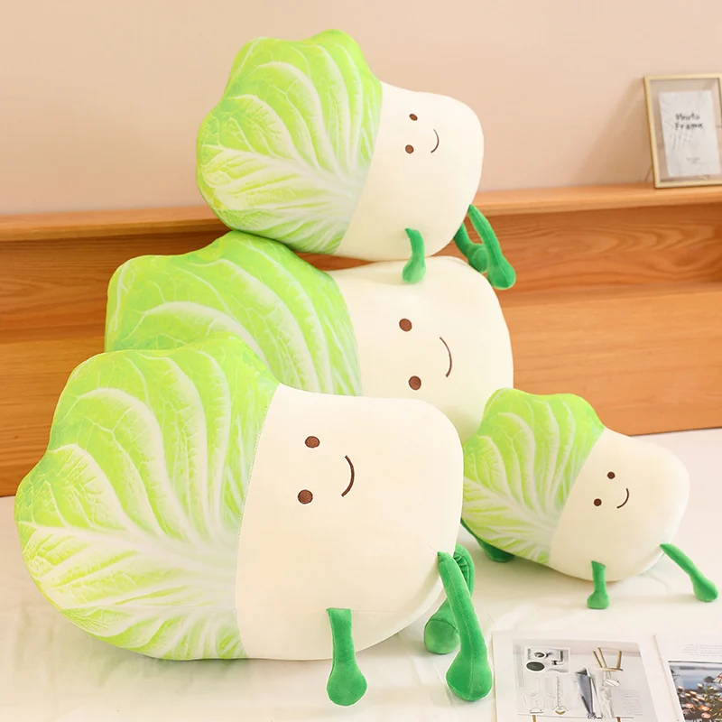 Simulação Cute Vegetal Plush Lance Travesseiro, Peluches Repolho Chinês, Almofada dos desenhos animados, Soft Anime Brinquedos para Crianças, Decoração do quarto Kawaii