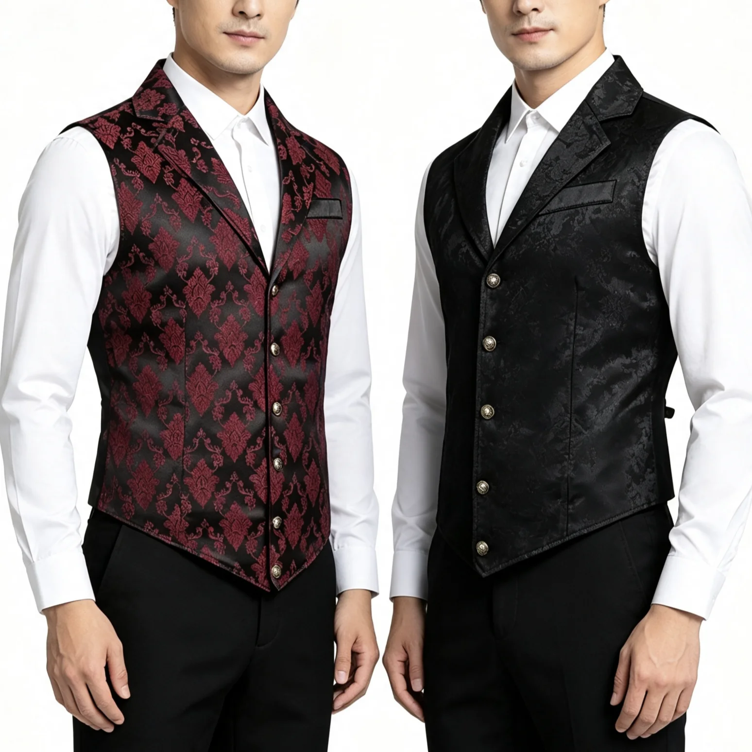 Men's Medieval Gothic Long Vest Vintage Steampunk Victorian Costume Waistcoat Halloween Cosplay Formal Jacket Renaissance LAR