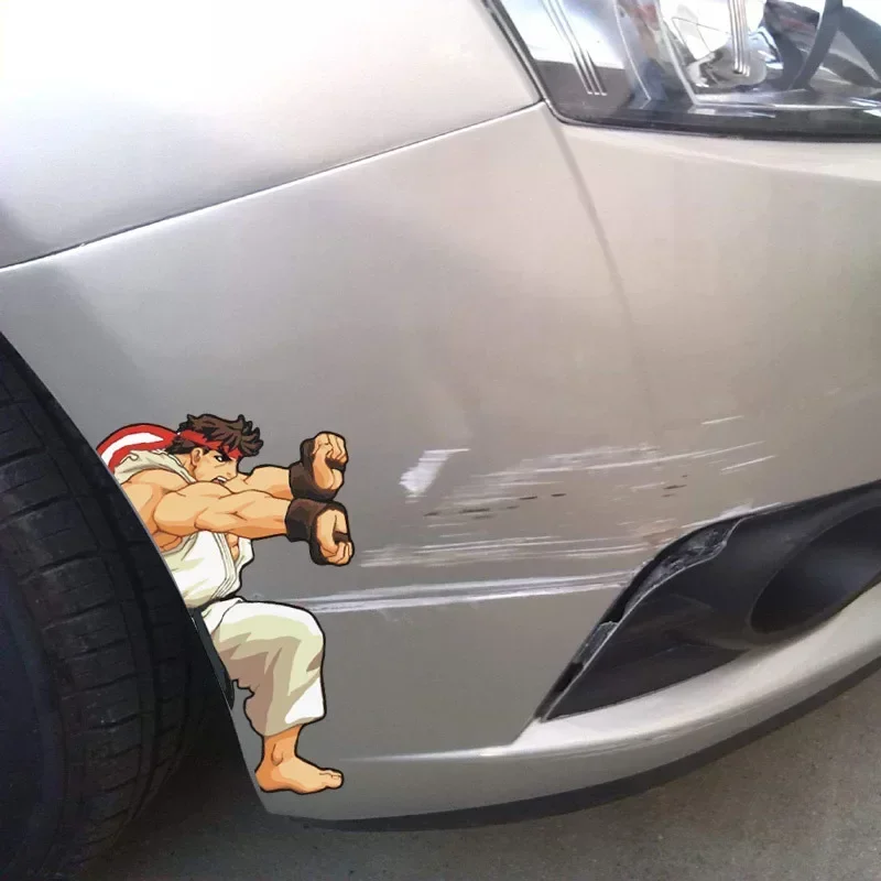 Car Stickers Street Arcade Game Ryu Ken Masters Funny Creative Decals Cover Scratches Auto Tuning Styling 19cm*17cm