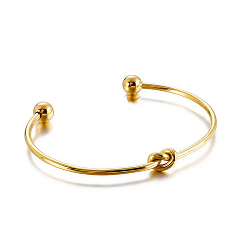 Stainless Steel Opening knot Bracelets Vintage Woven Twist Texture Bangles For Women Jewelry Statement Gifts