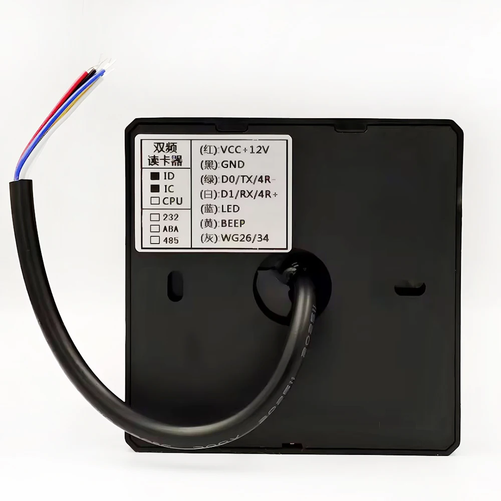 Dual Frequency 125Khz+13.56Mhz RFID Card Reader Wiegand 26/34 Output Proximity Reader Access Control Slave NFC Reader Waterproof