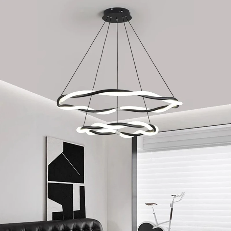 Modern Ring Home Decor Led Pendant Lights Metal Dimmable for Living Dining Table Room Bedroom Lamp Art Hanging Light Fixture