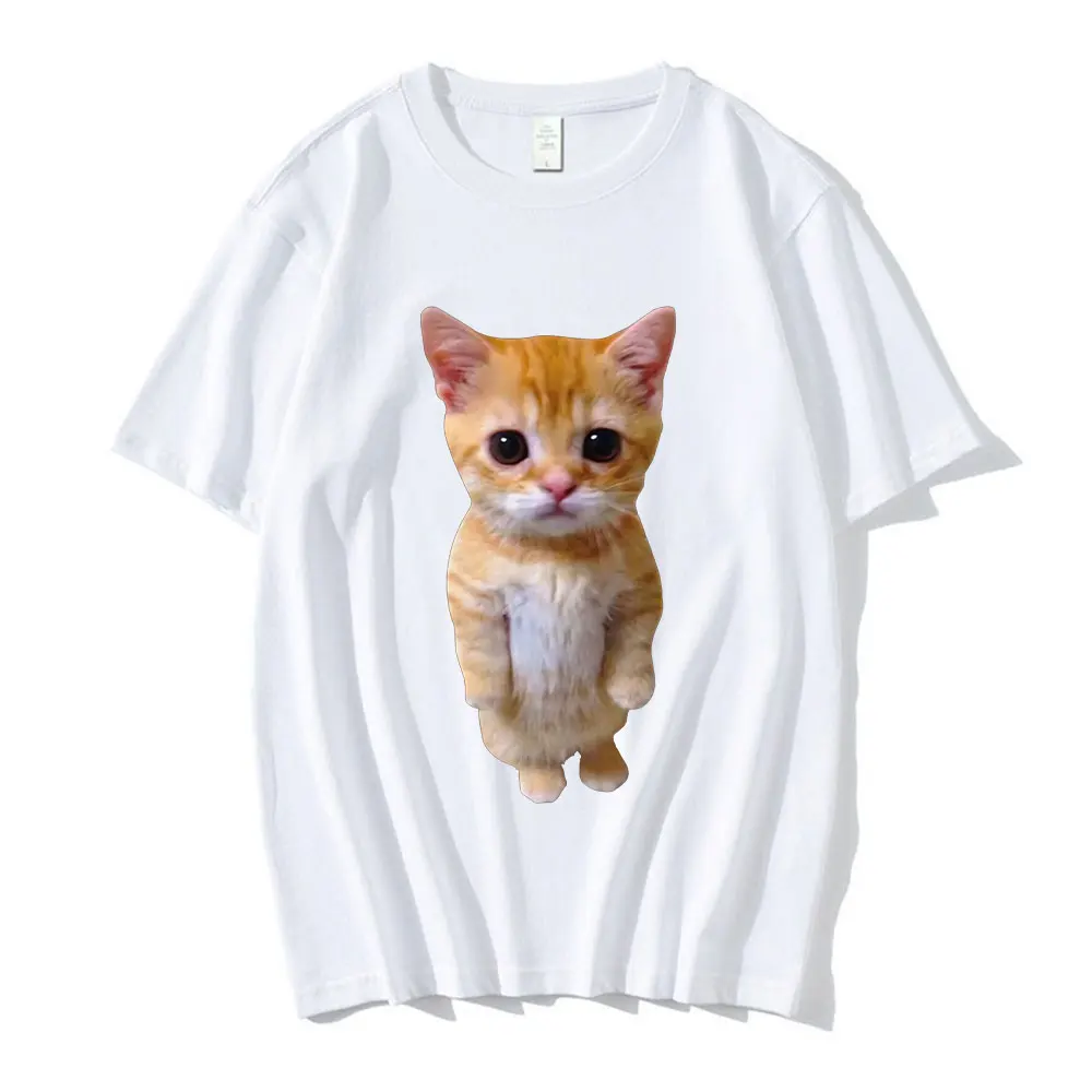 El Gato Meme Sad Crying Cat Munchkin Kitty Meme Trendy Graphic T-shirt Fashion Short Sleeve T-shirts Men Oversized Streetwear