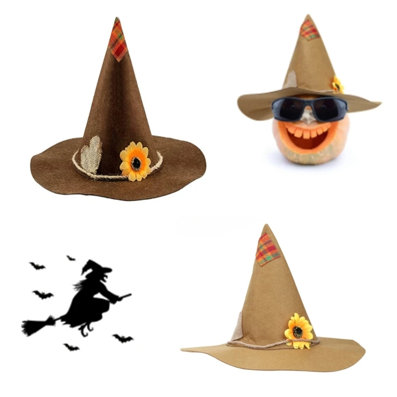 Chapeau d'épouvantail, chapeaux fête, chapeau sorcière, Costume d'épouvantail pour fête d'halloween