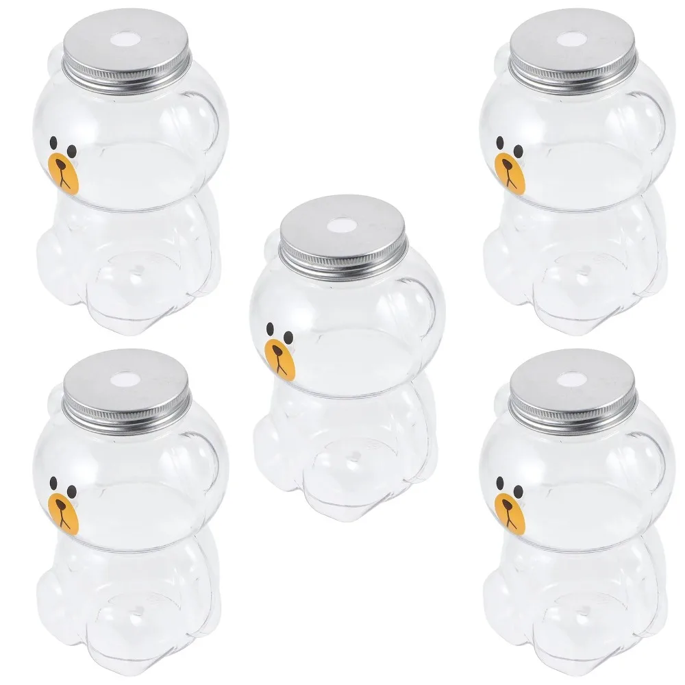 

Gifts Plastic Juice Bottles Transparent Portable Cute Bear Water Bott Milk Tea Drinking Cup
