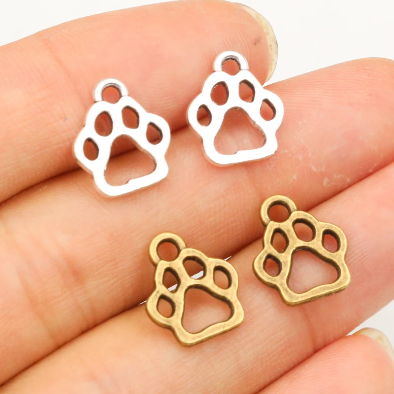 20pcs 13x11mm Charms dog paw Tibetan Silver Plated Pendants Antique Jewelry Making DIY Handmade Craft