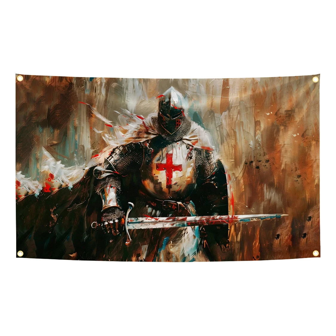 Crusader Chronicles Medieval Knight Flag 90x150cm With Brass Grommets For Outdoor Indoor Historical Events Festival Decoration