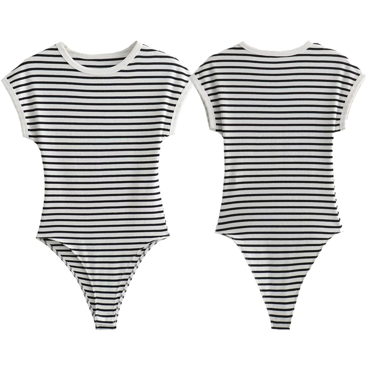 

Dave&Di Vintage Striped Bodysuits Women Fashion Girls Basic Knitted Rib Tank Tops Summer T-shirts Women Sexy Bodysuits