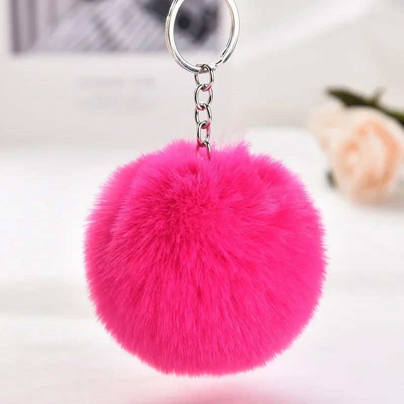 Fluffy Fur PomPom Keychain Soft Faux Rabbit Fur Ball Car Keyring Pompom Key Chains Key holder Women Bag Pendant Jewelry Gifts