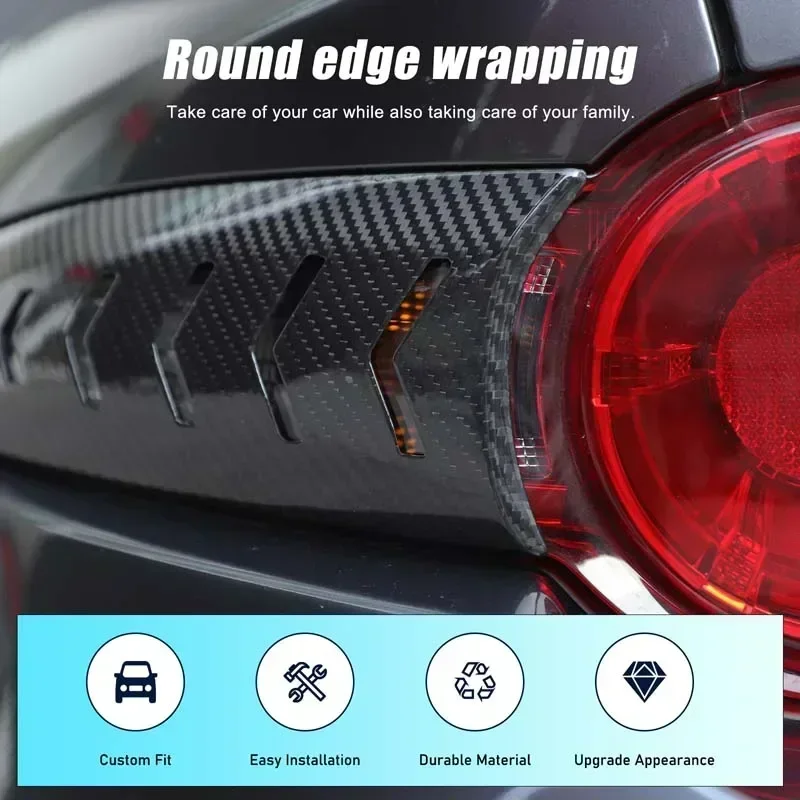 Dry Carbon Fiber Car Tail Light Side Panel Cover Lamp Decorative Trim Accessories for Mazda MX-5 Miata ND 2016-2025