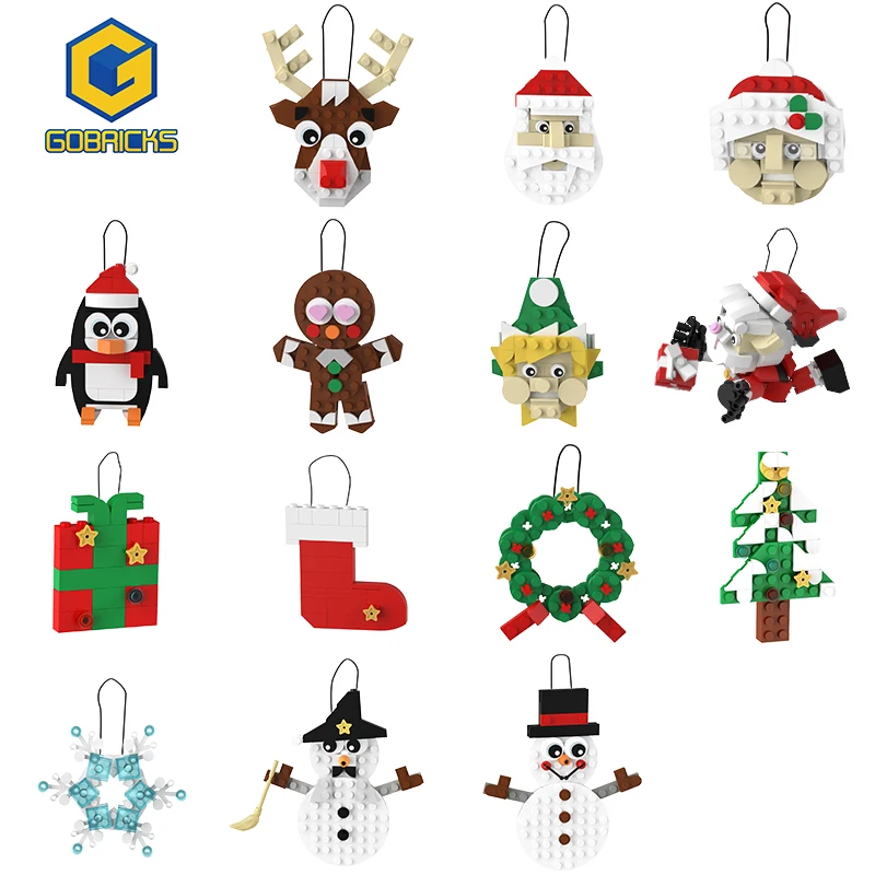 Moc-Christmas Pendant Building Blocks, Ideal para Festival, Conjuntos de Brinquedos Infantis, Presente Adulto, Decoração para Árvore de Natal, Mini Tijolos DIY