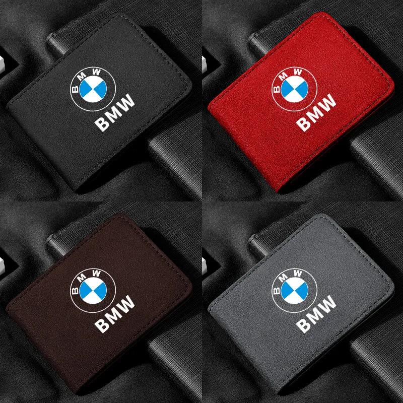 Car Suede Leather Driver License Bag Auto Driving Documents Wallet Sticker For BMW E46 E90 E60 F30 G32 G30 G20 X1 X2 X3 X5 X4 X6