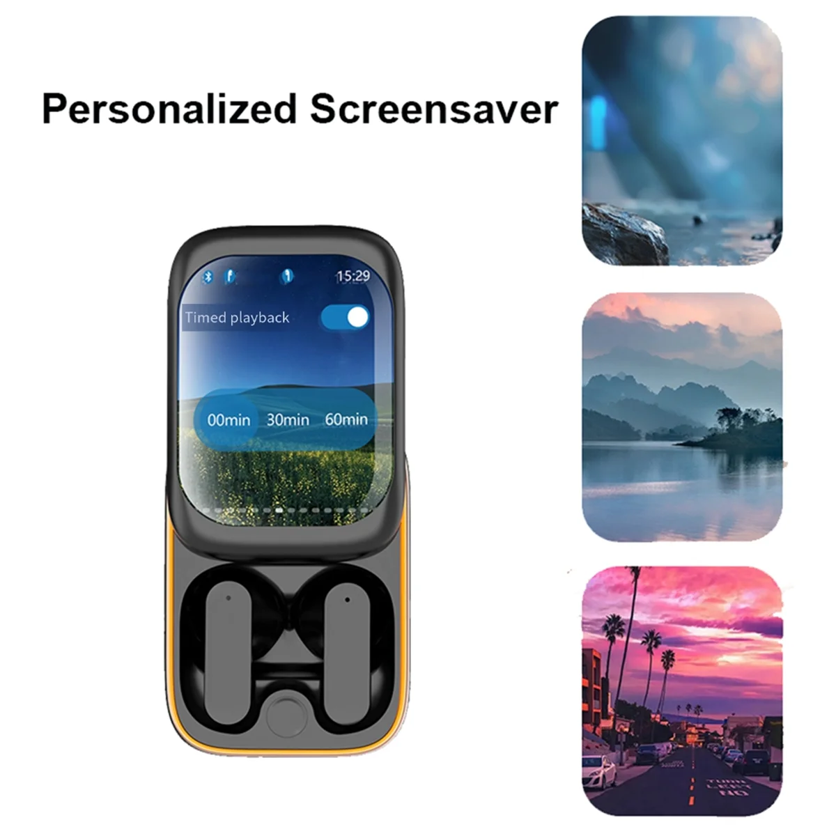 【Hot Price】Slide-Out True Wireless Earphones Bluetooth 5.3 Full-Color Touch LCD Bass Boost Gaming Mode Compatible Android & IOS