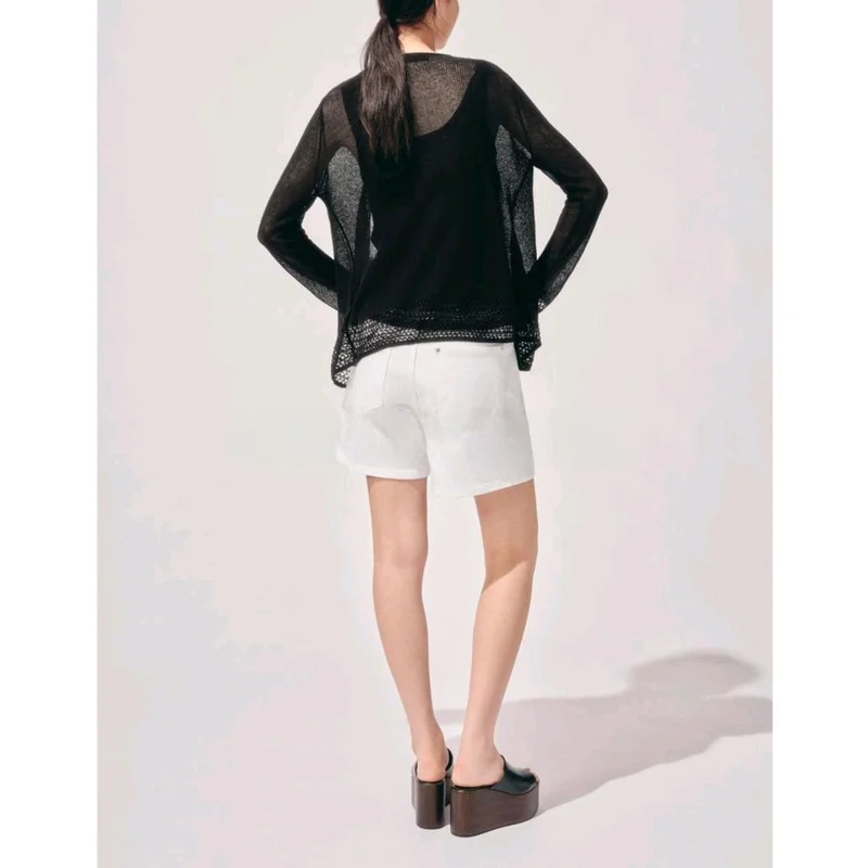 Autumn New Arrival Women's Lazy Sle Single Row Multi-Bule Me Eye Long Sve V-Ne Knitted Jaet Loose Fit Cardigan