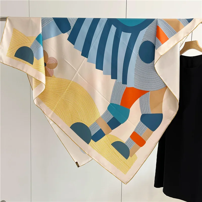 

Mulberry Silk Scarf Luxury Designer Large Shawls Hand Rolled Bandanas Mother Lover Gift Summer Head Scarves 135CM