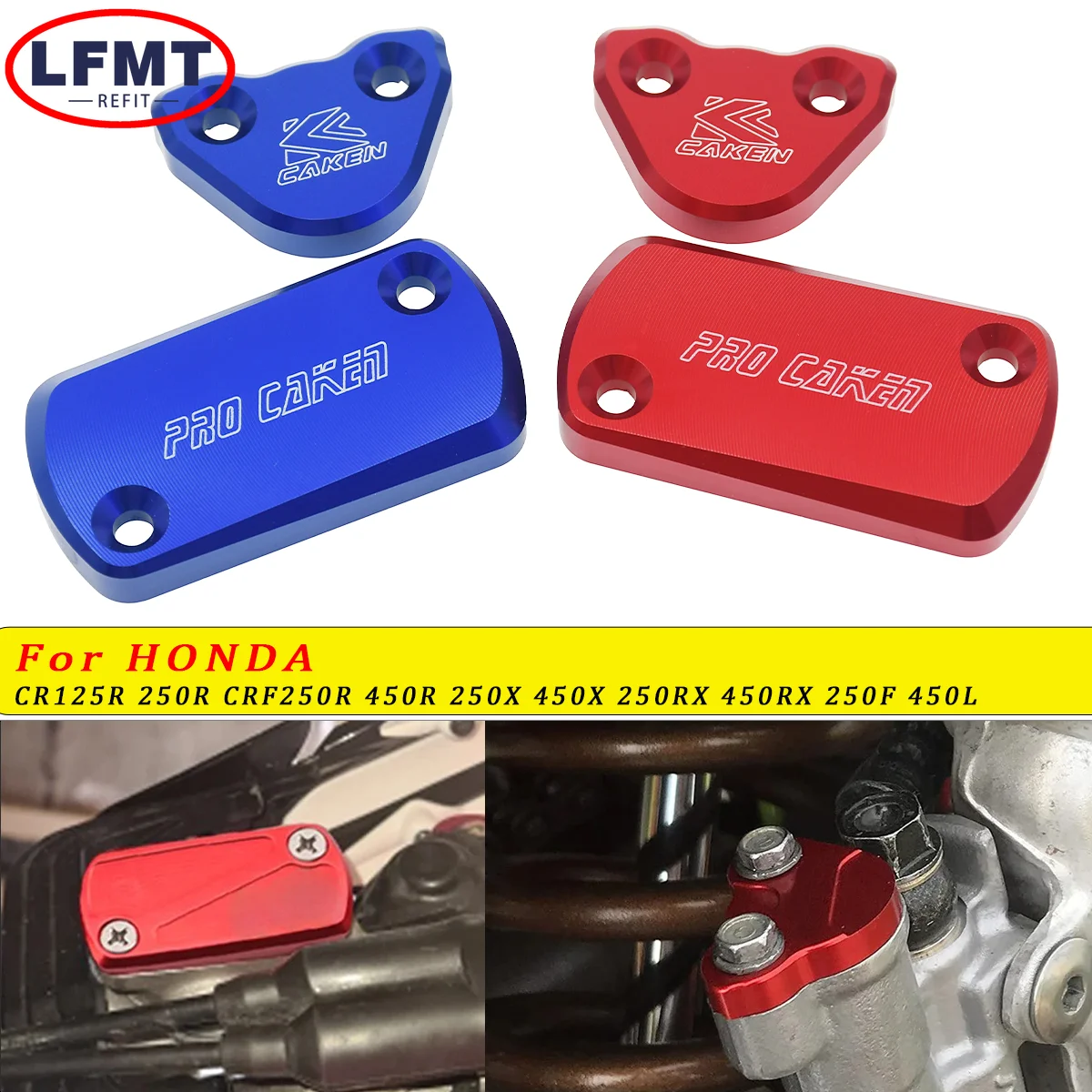 CNC Motorcycle Front Rear Brake Fluid Reservoir Cap Cover For HONDA CR125R CR250R CRF150R CRF250R CRF250X CRF450R CRF250RX CRF