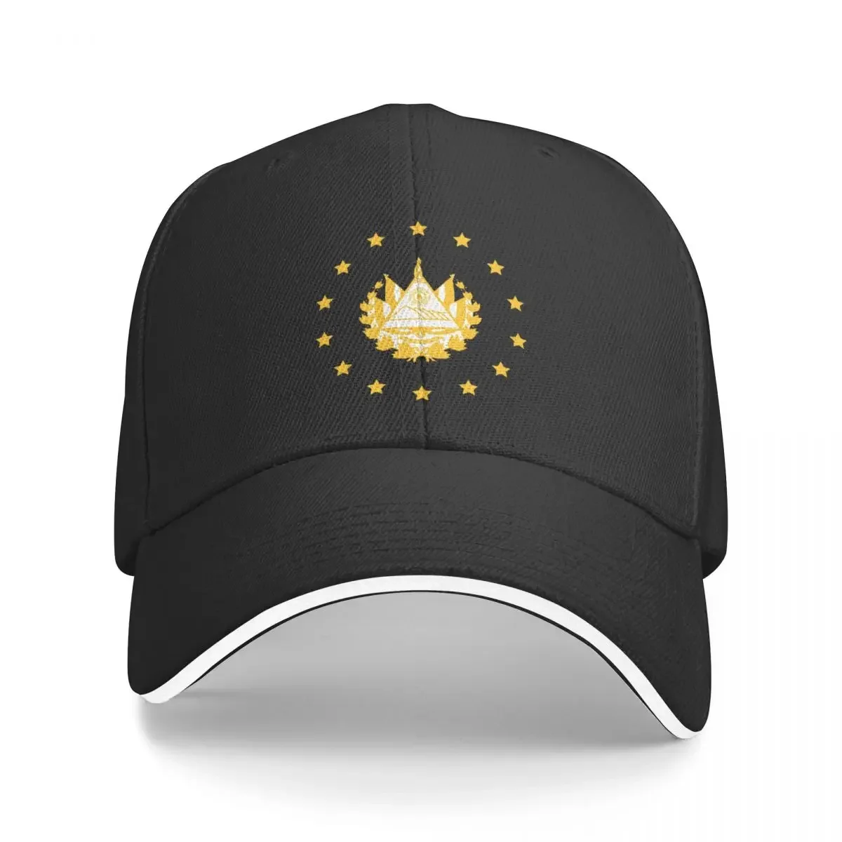 

Escudo De El Salvador En Oro, Elegante Dorado Fondo Negro Cap Модные повседневные бейсболки Регулируемая шляпа Бейсбольные кепки унисекс