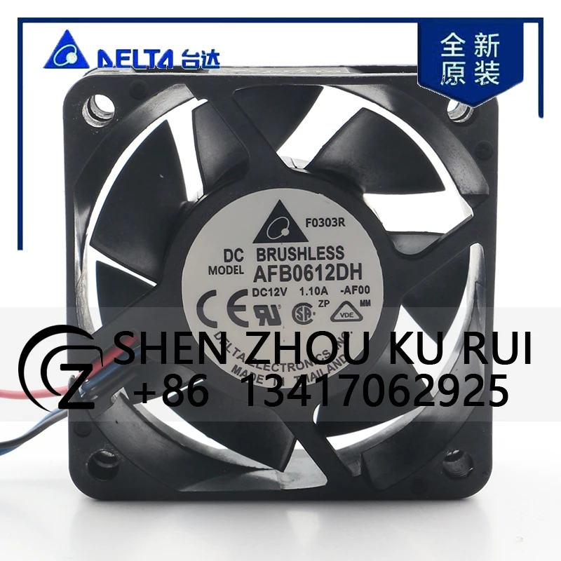 

Delta 5V 24V 48V DC 12V 1.10A AC EC 6025 60X60X25MM 6CM Double Ball Speed Regulation Large air Volume AFB0612DH-AF00 Cooling Fan